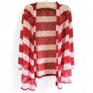 Candy Cane Striped Open Front Cardigan Christmas Festive Holiday Retro Threads L